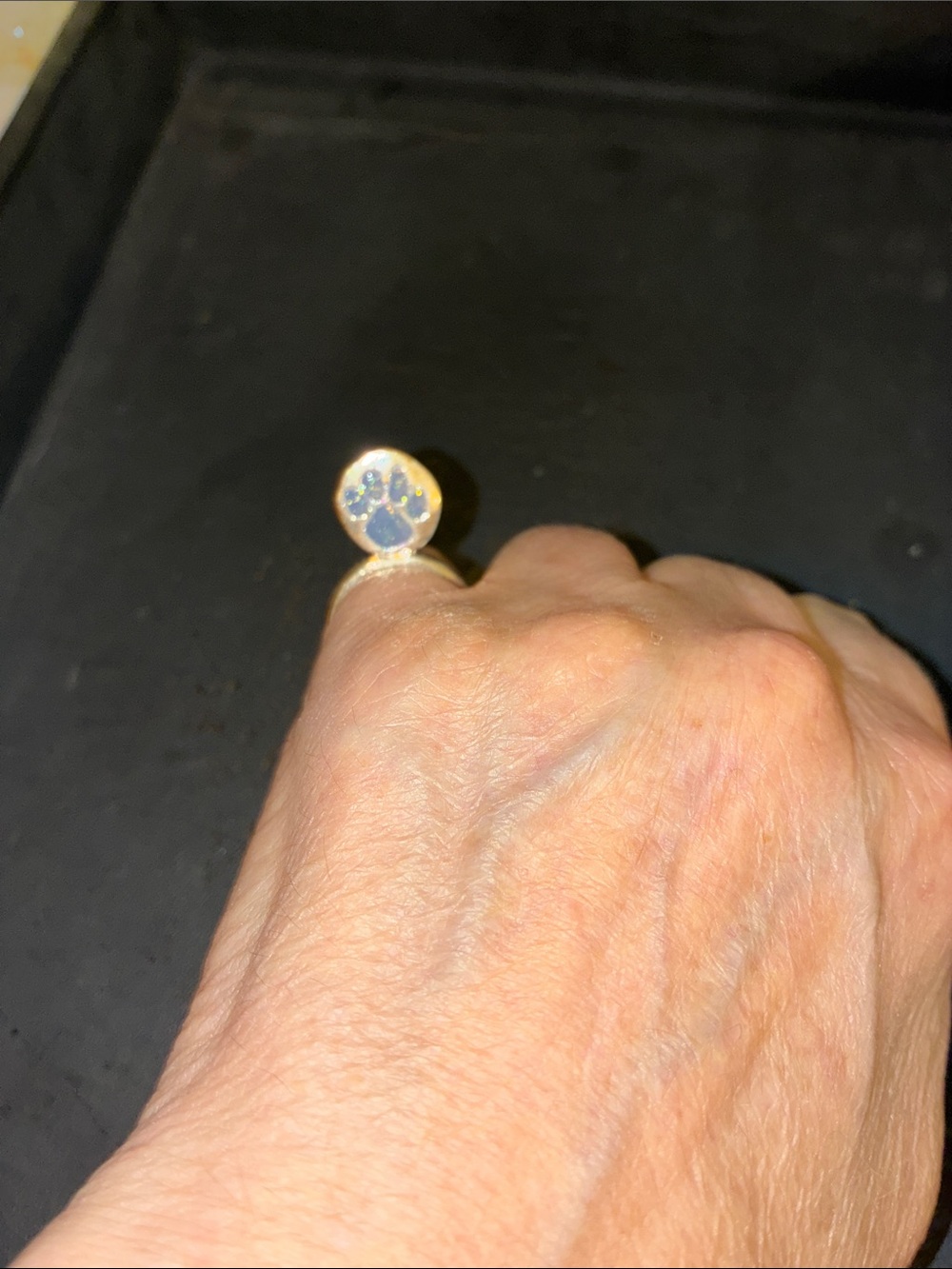 Blue Paw Print Accent Ring - Women Jewelry